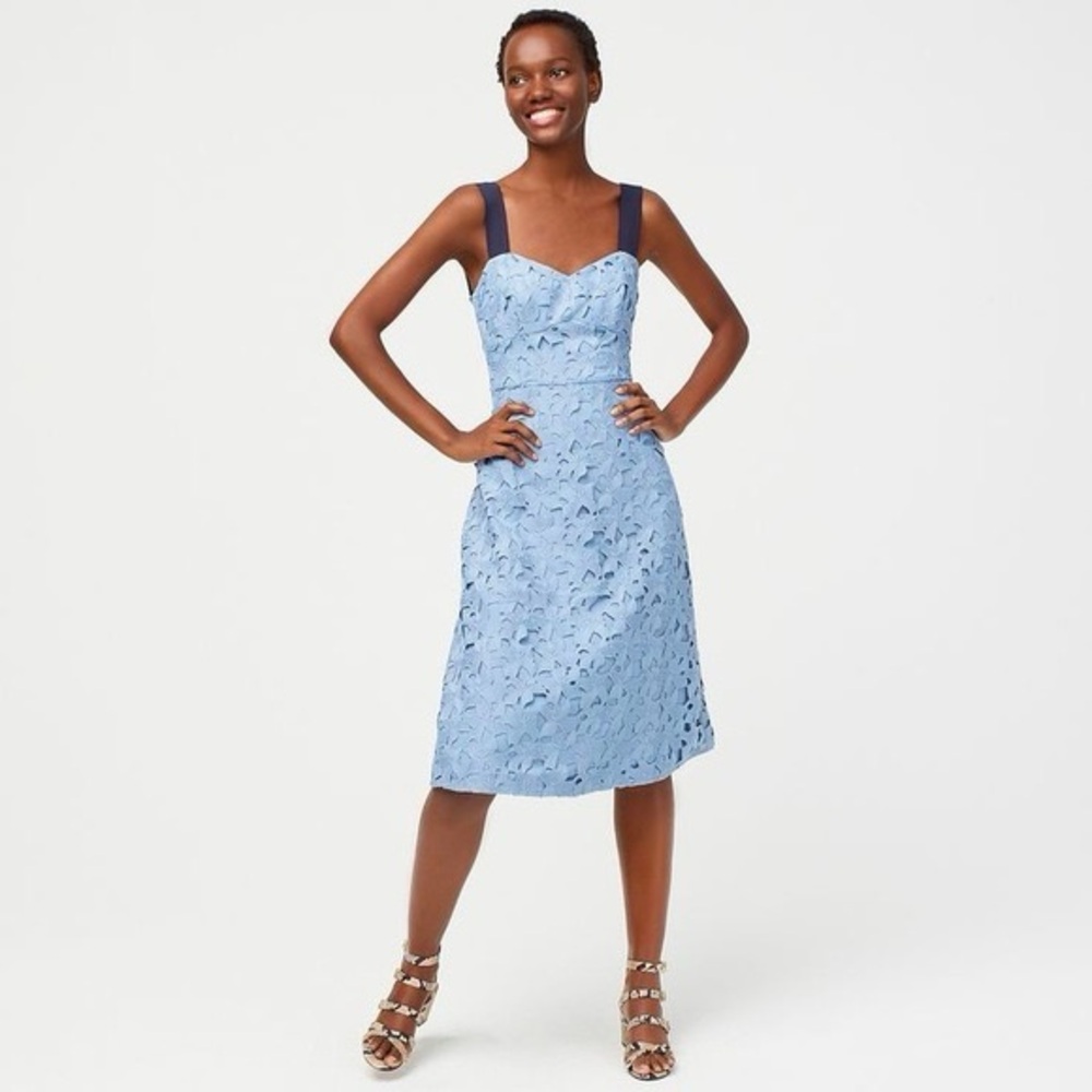 J. Crew Sweetheart Blue Lace Midi Dress